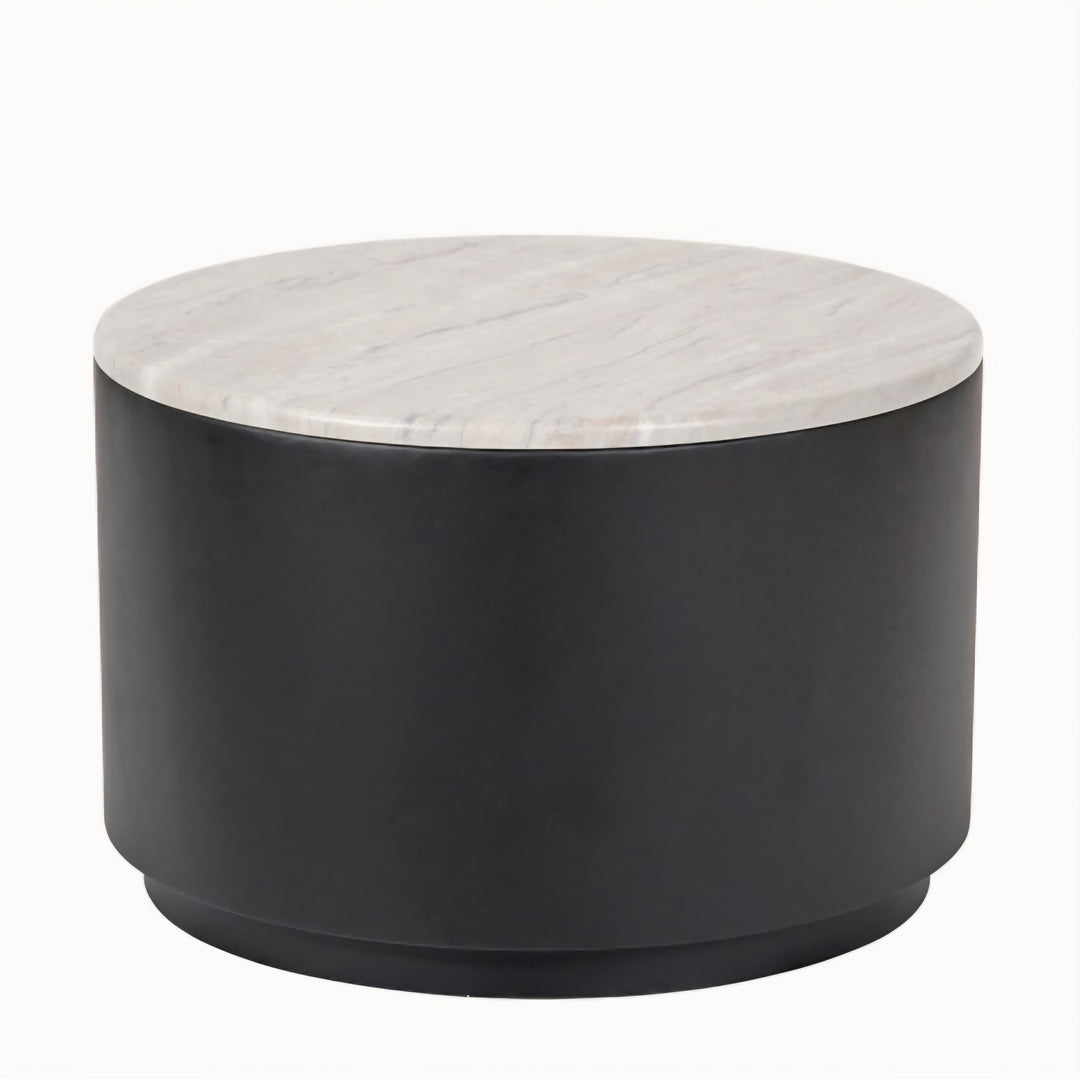 Remy White Marble Effect and Black Metal Storage Coffee Table