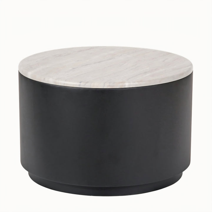 Remy White Marble Effect and Black Metal Storage Coffee Table