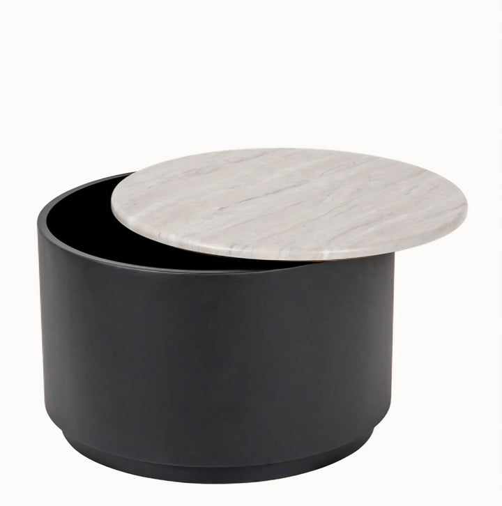 Remy White Marble Effect and Black Metal Storage Coffee Table