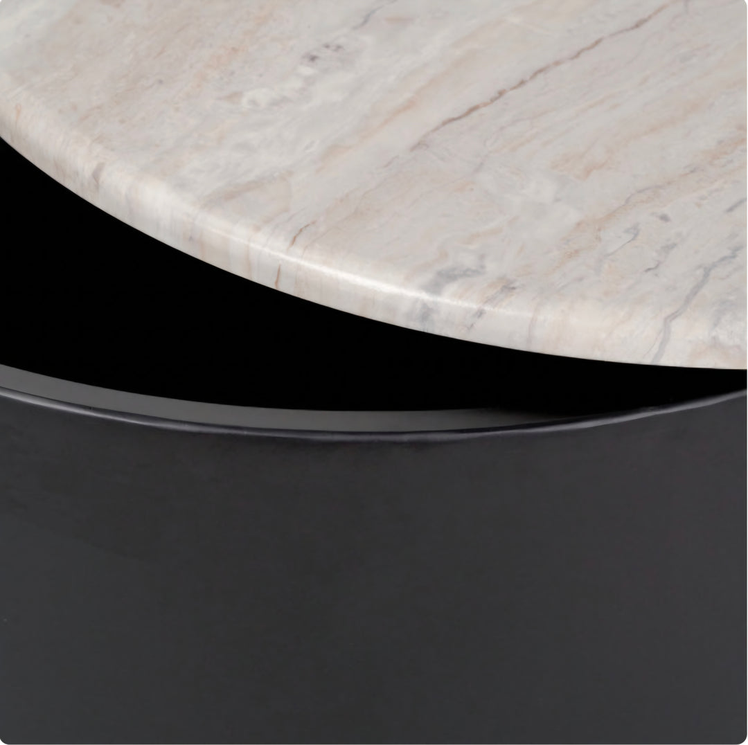 Remy White Marble Effect and Black Metal Storage Coffee Table