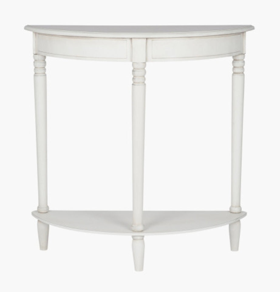 Heritage Elizabeth White Pine Wood Half Moon Console
