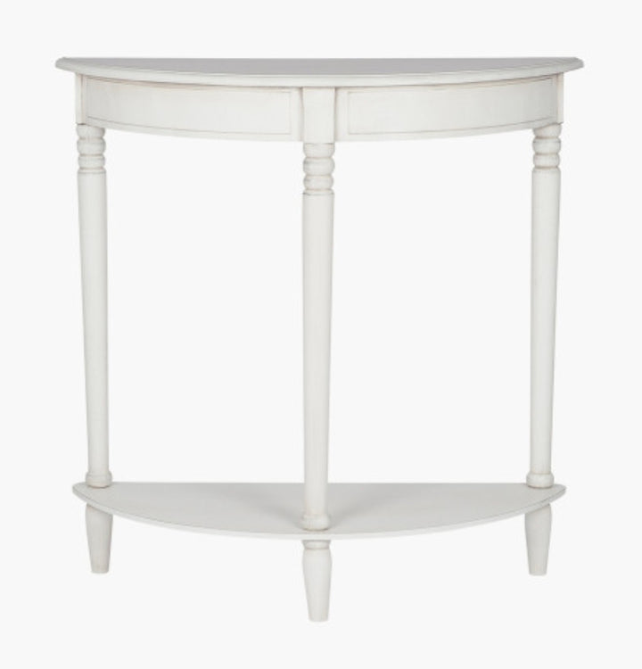 Heritage Elizabeth White Pine Wood Half Moon Console
