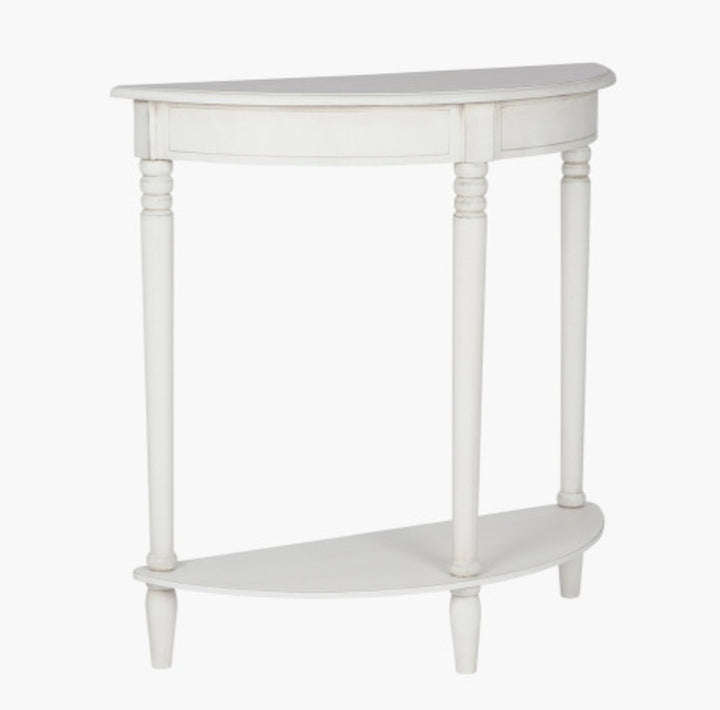 Heritage Elizabeth White Pine Wood Half Moon Console