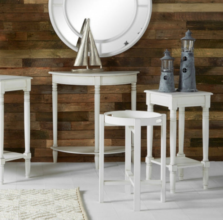 Heritage Elizabeth White Pine Wood Half Moon Console