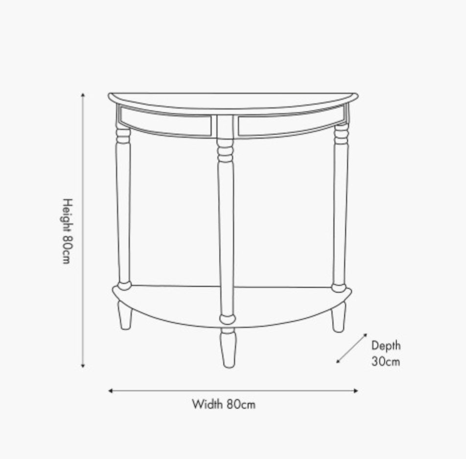 Heritage Elizabeth White Pine Wood Half Moon Console