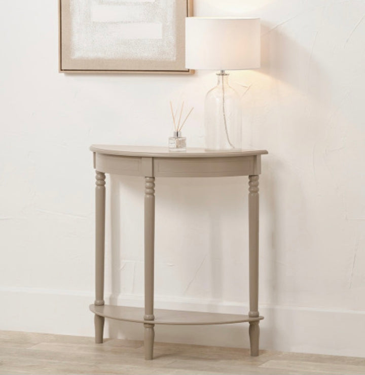 Heritage Elizabeth White Pine Wood Half Moon Console