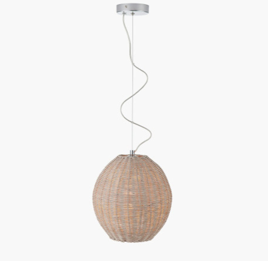 Raffles Large Rattan Cream Wash Pendant