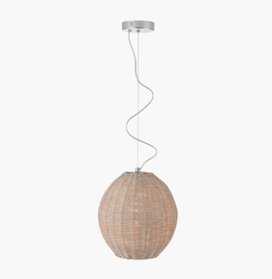 Raffles Large Rattan Cream Wash Pendant