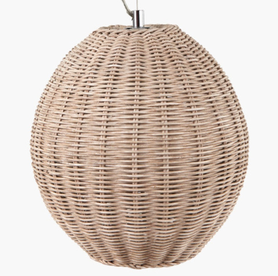 Raffles Large Rattan Cream Wash Pendant