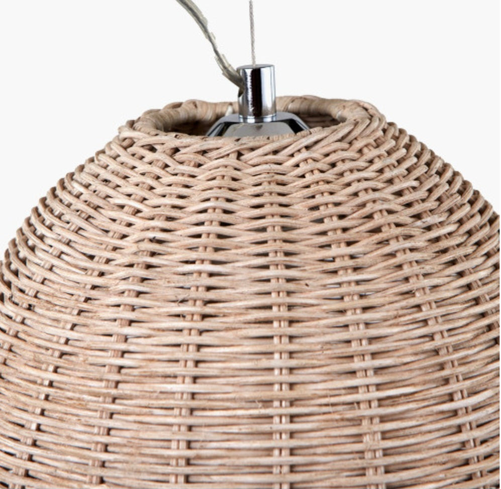 Raffles Large Rattan Cream Wash Pendant