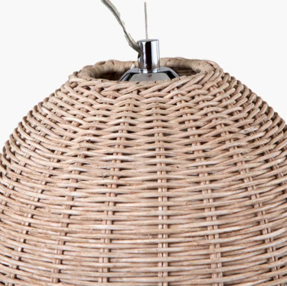 Raffles Large Rattan Cream Wash Pendant