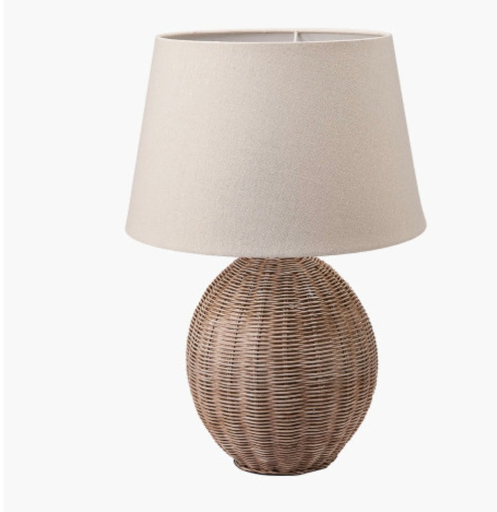 Raffles Large Rattan Cream Wash Table Lamp Base with Coast 40cm Cream Calico Tapered Lampshade