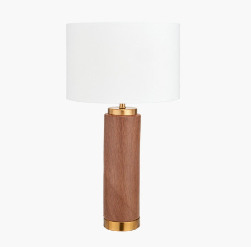 Carrara Wood Effect Ceramic Tall Table Lamp