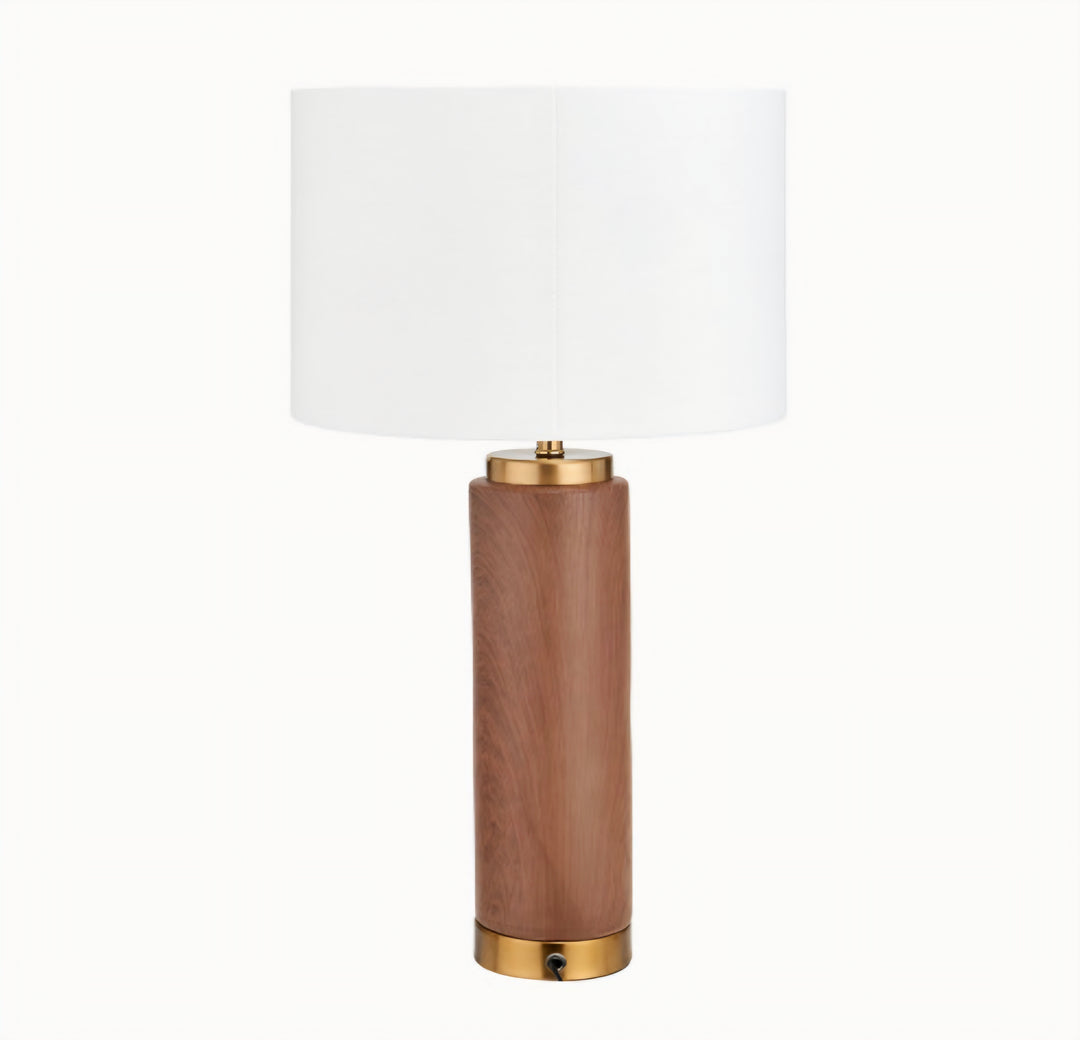 Carrara Wood Effect Ceramic Tall Table Lamp