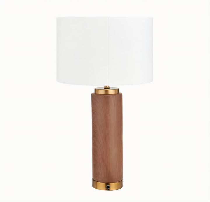 Carrara Wood Effect Ceramic Tall Table Lamp