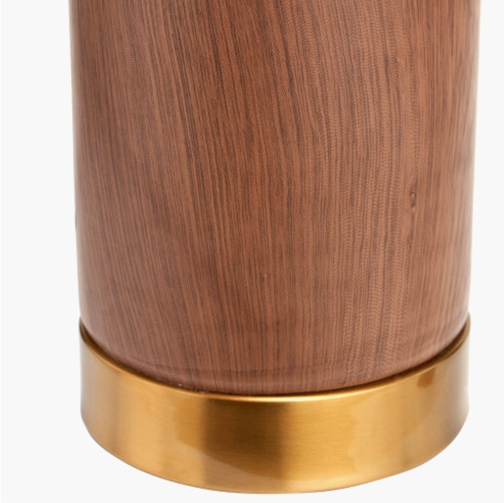 Carrara Wood Effect Ceramic Tall Table Lamp