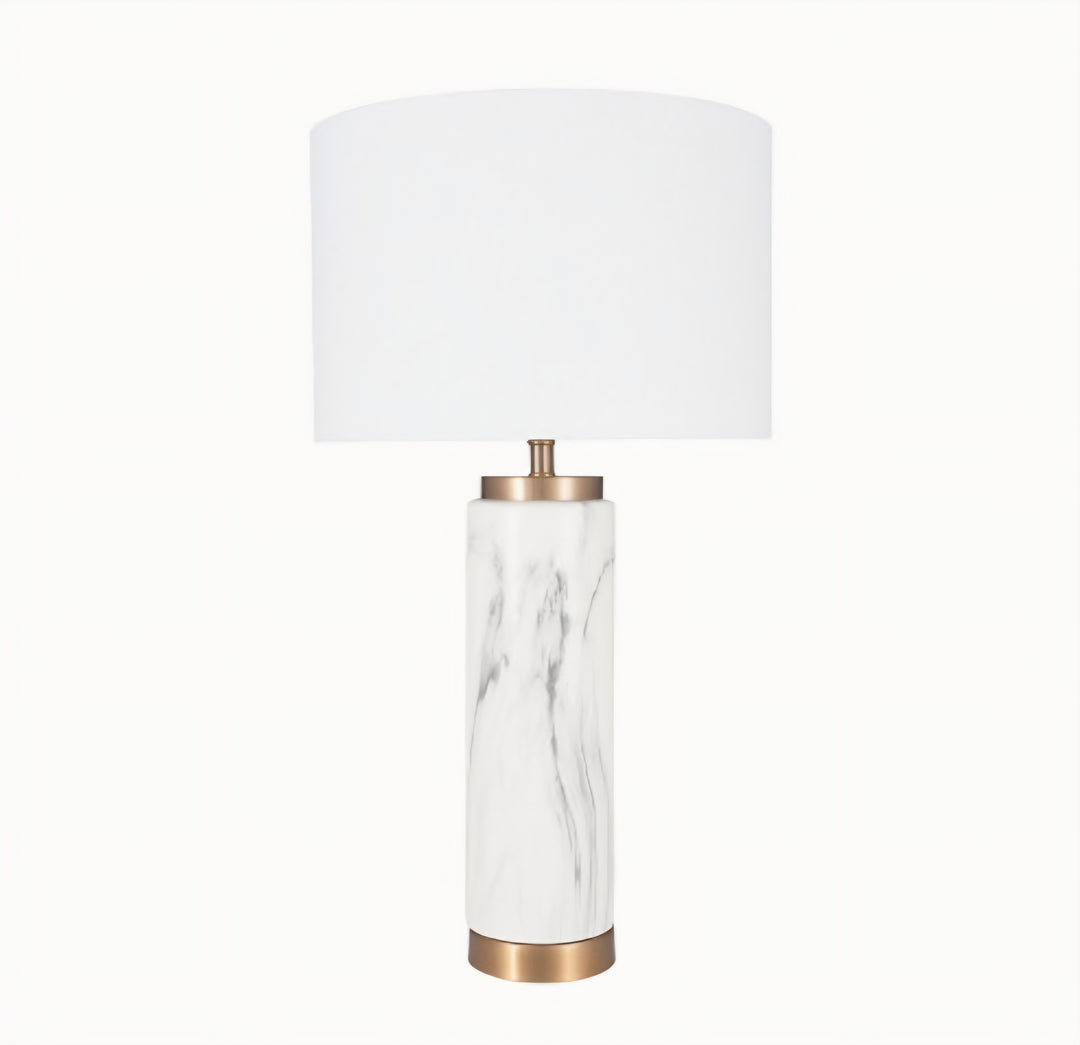 Carrara Marble Effect Ceramic Tall Table Lamp