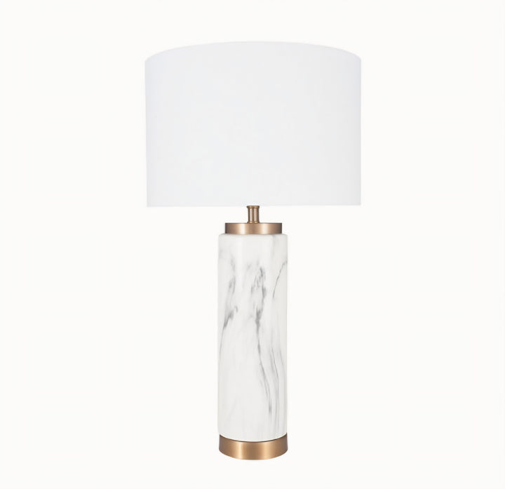 Carrara Marble Effect Ceramic Tall Table Lamp