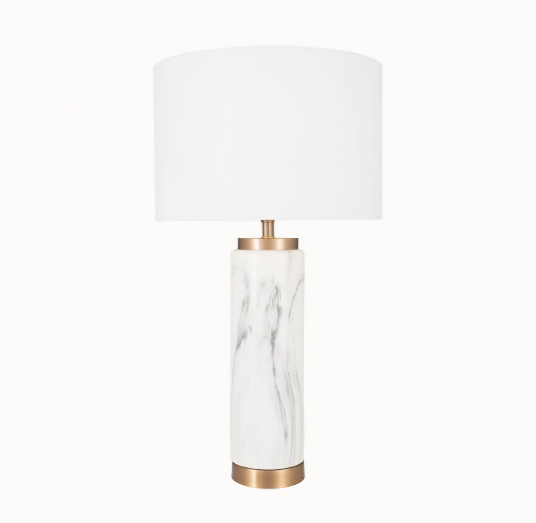 Carrara Marble Effect Ceramic Tall Table Lamp