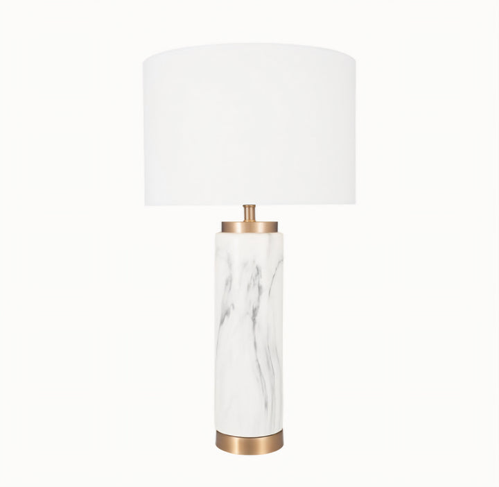 Carrara Marble Effect Ceramic Tall Table Lamp