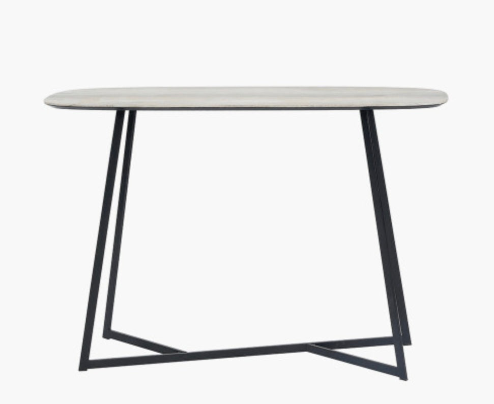 Ukiah Grey Oak Veneer and Black Metal Console Table