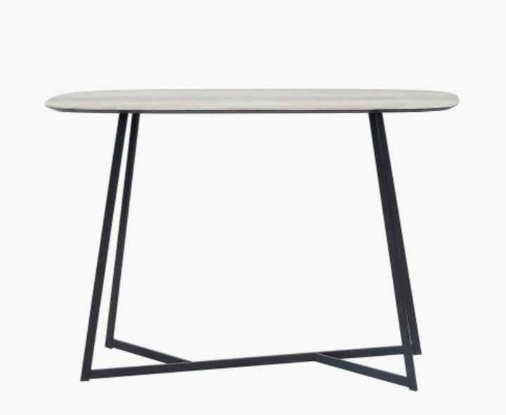 Ukiah Grey Oak Veneer and Black Metal Console Table