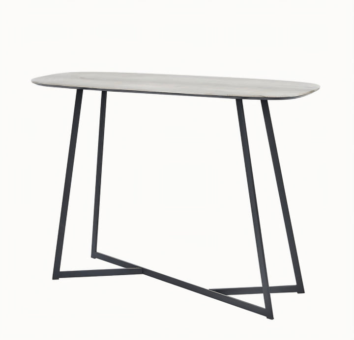 Ukiah Grey Oak Veneer and Black Metal Console Table