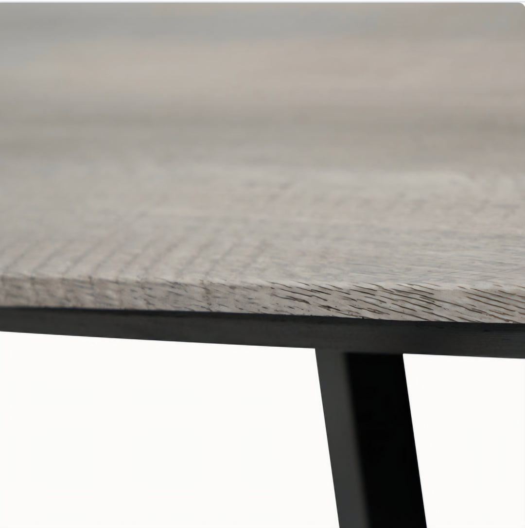 Ukiah Grey Oak Veneer and Black Metal Dining Table