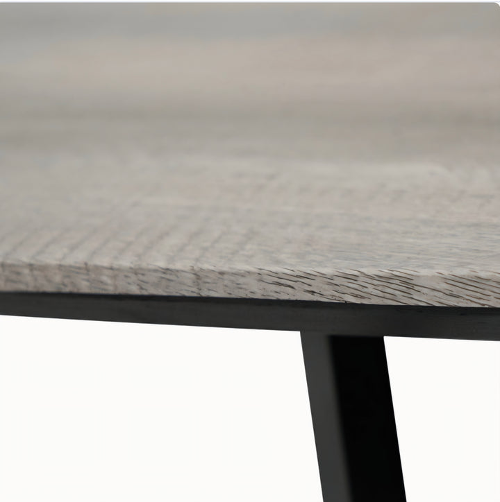Ukiah Grey Oak Veneer and Black Metal Dining Table