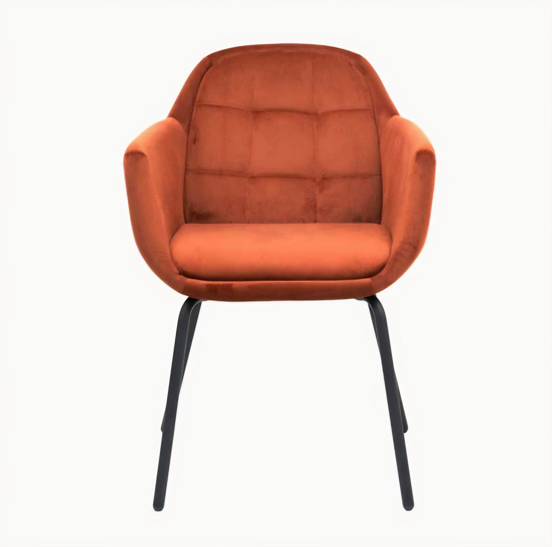 Alba Cinnamon Velvet and Black Metal Carver Dining Chair