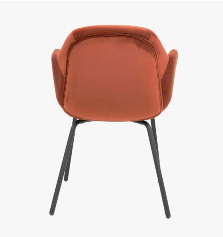 Alba Cinnamon Velvet and Black Metal Carver Dining Chair