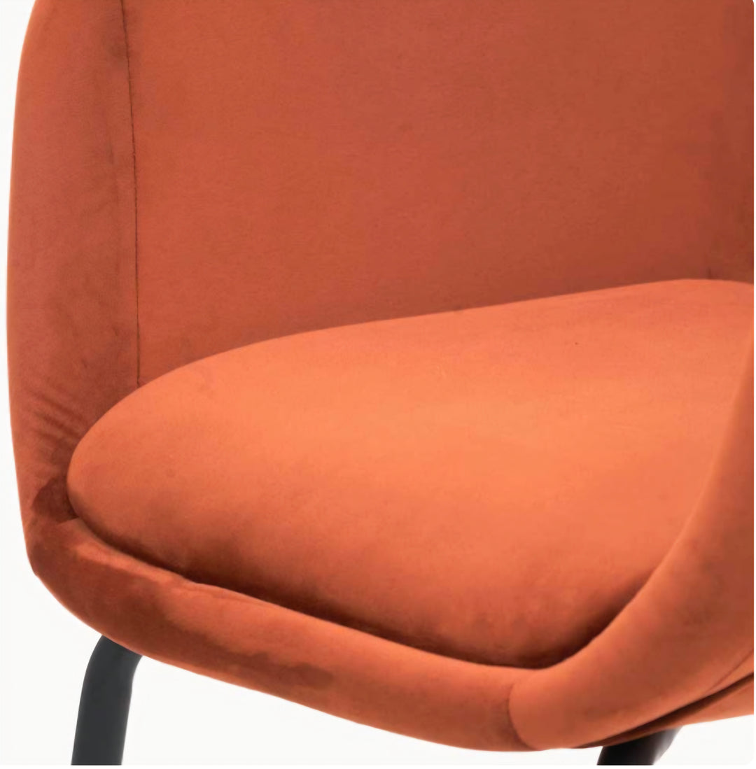 Alba Cinnamon Velvet and Black Metal Carver Dining Chair