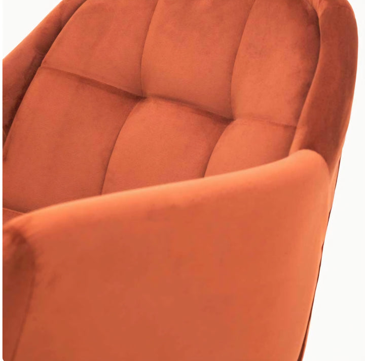 Alba Cinnamon Velvet and Black Metal Carver Dining Chair