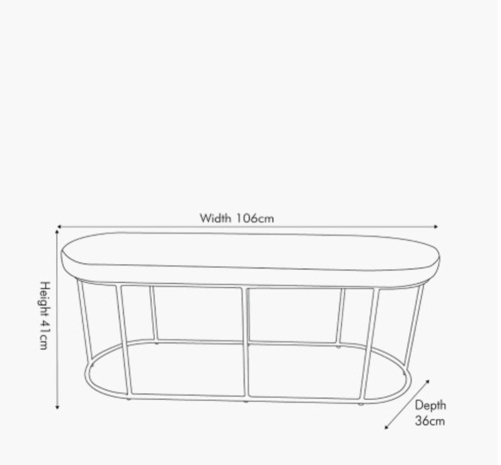 Nino Dove Grey Velvet and Gold Metal Bench