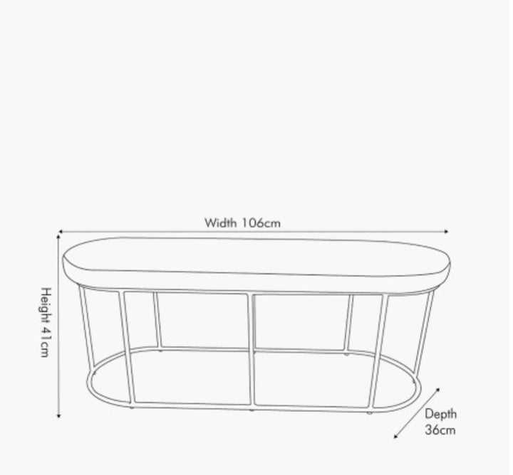 Nino Dove Grey Velvet and Gold Metal Bench