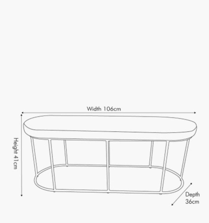 Nino Black Velvet and Gold Metal Bench