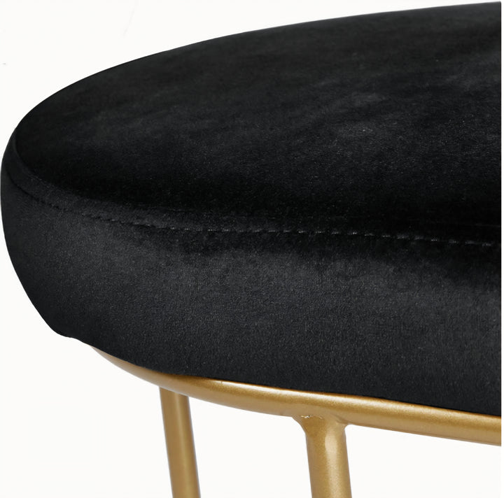 Nino Black Velvet and Gold Metal Bench