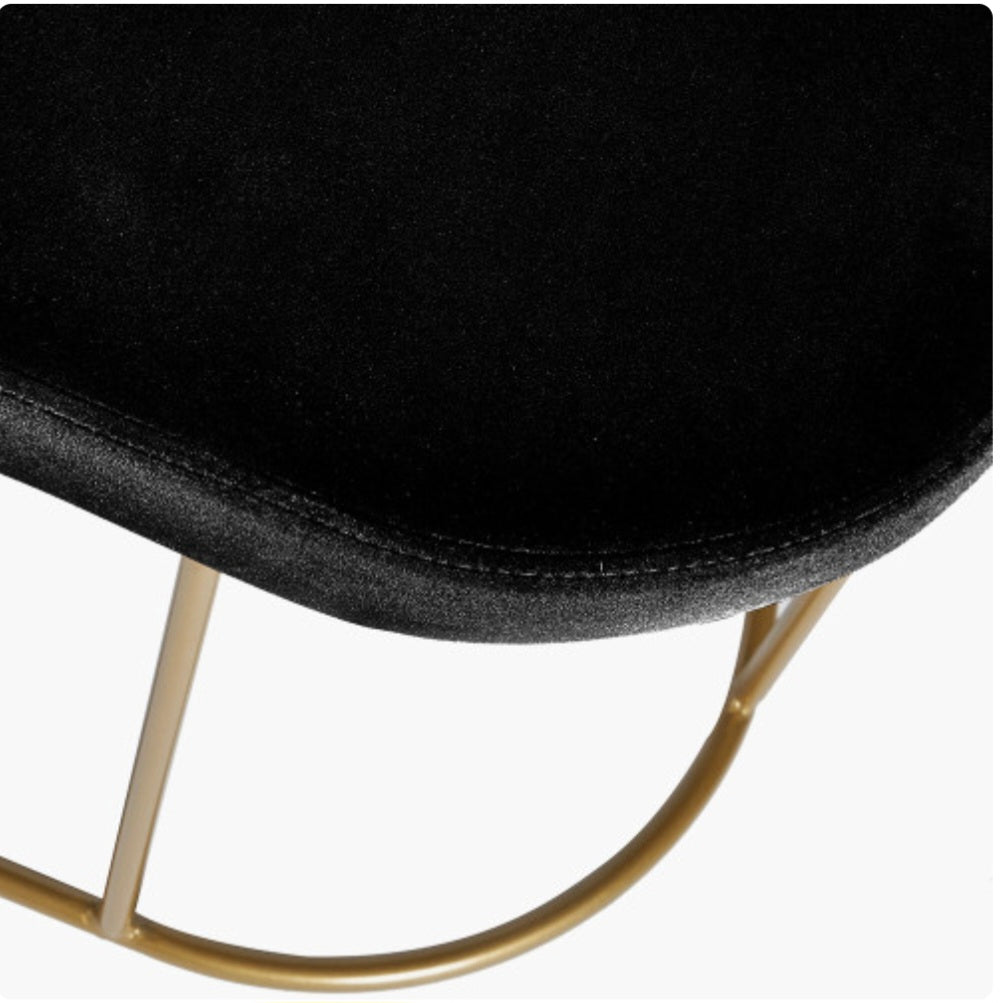 Nino Black Velvet and Gold Metal Bench