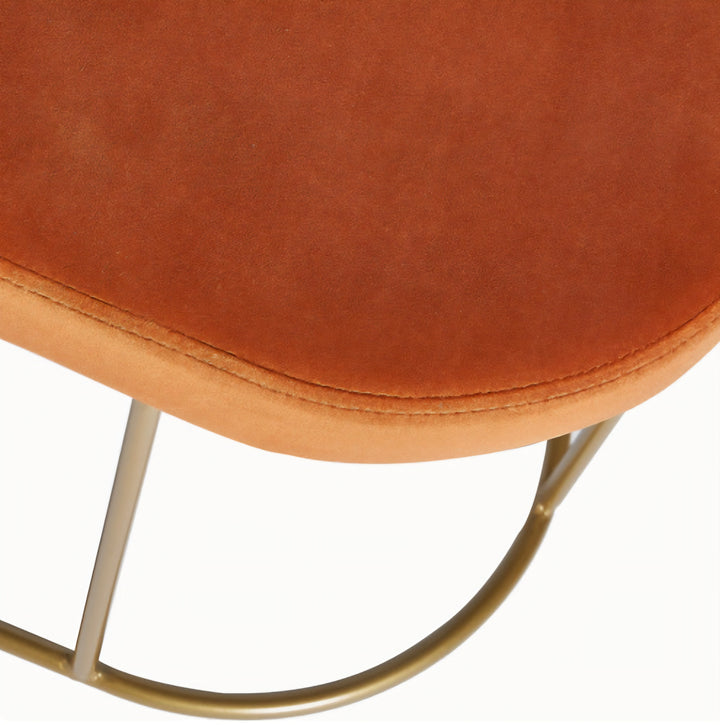 Nino Tobacco Velvet and Gold Metal Bench