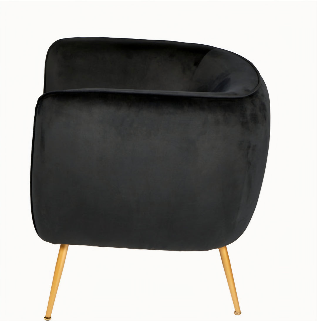 Lucca Black Velvet and Metal Armchair