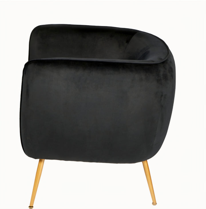 Lucca Black Velvet and Metal Armchair