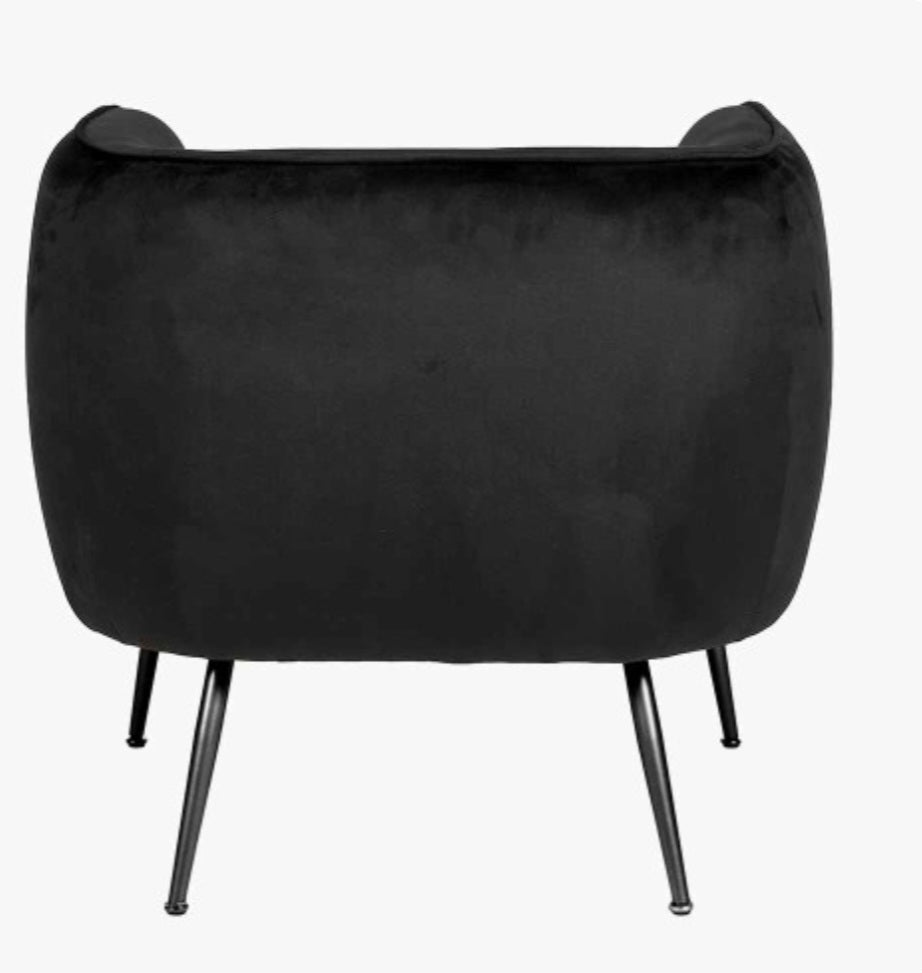 Lucca Black Velvet and Metal Armchair