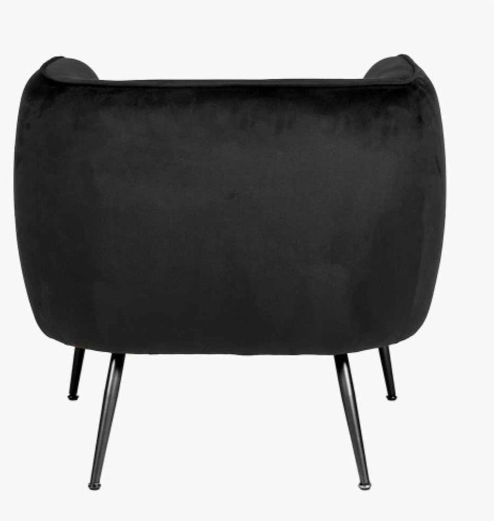 Lucca Black Velvet and Metal Armchair
