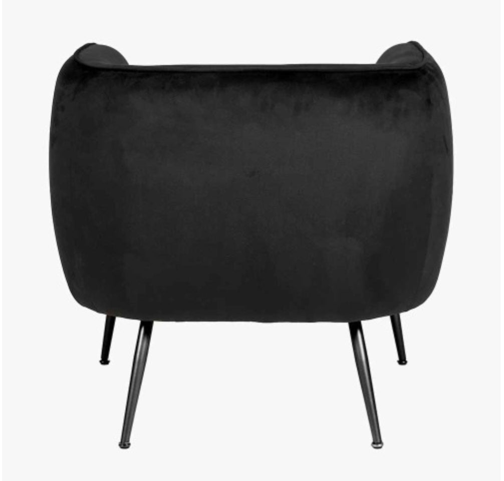 Lucca Black Velvet and Metal Armchair