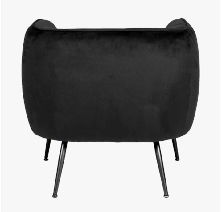 Lucca Black Velvet and Metal Armchair