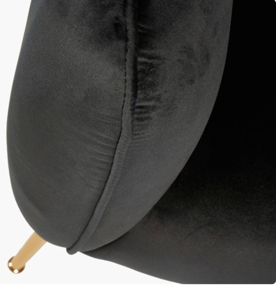 Lucca Black Velvet and Metal Armchair