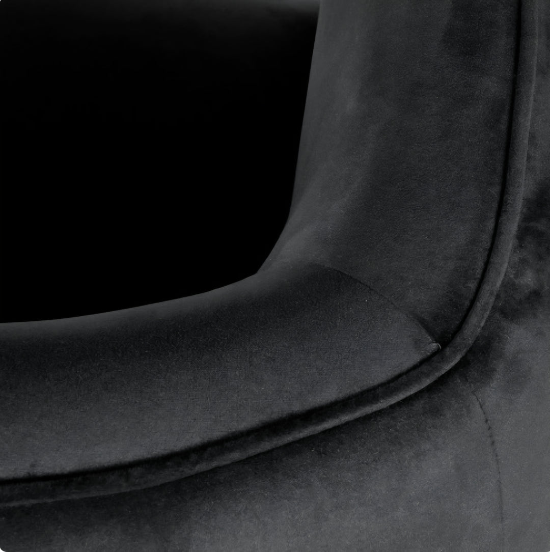 Lucca Black Velvet and Metal Armchair