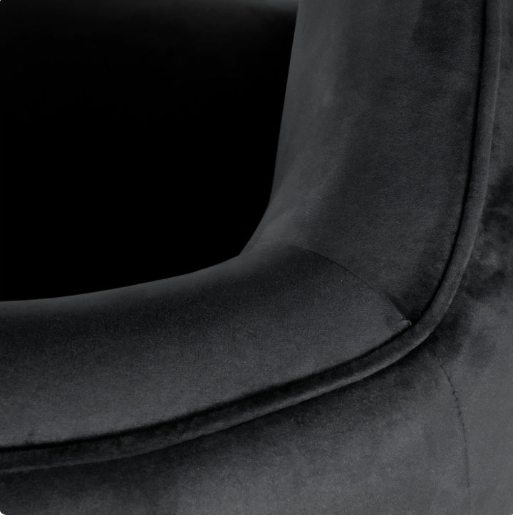 Lucca Black Velvet and Metal Armchair