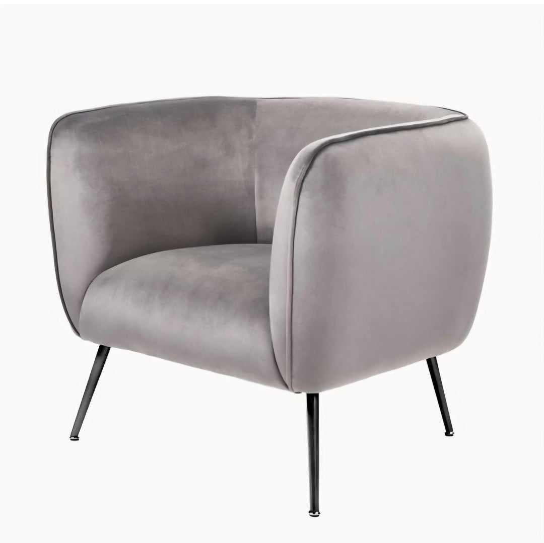 Lucca Dove Grey Velvet and Metal Armchair