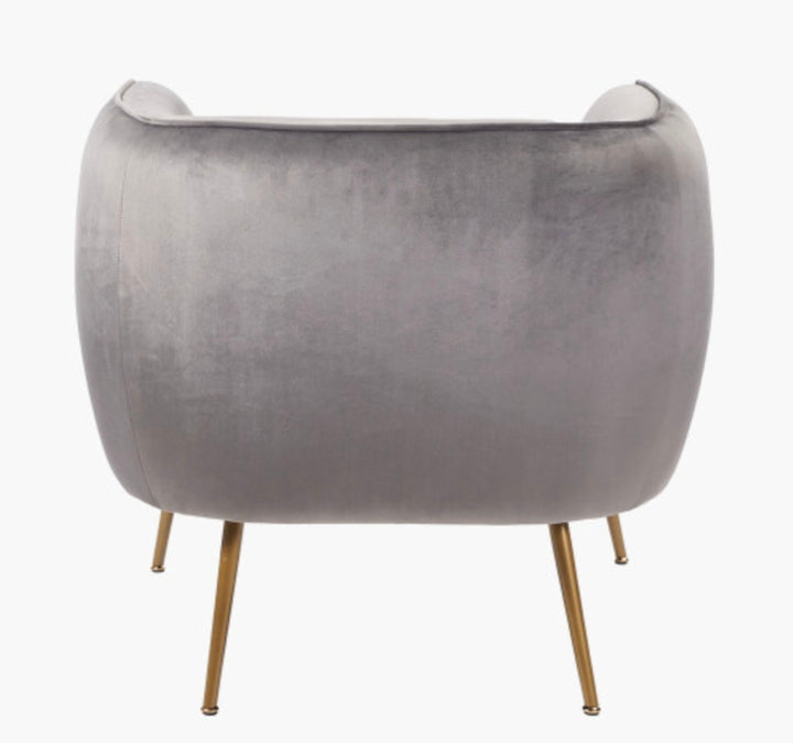 Lucca Dove Grey Velvet and Metal Armchair